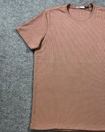 Camiseta Zara Texturizada Basic - Marrom Claro