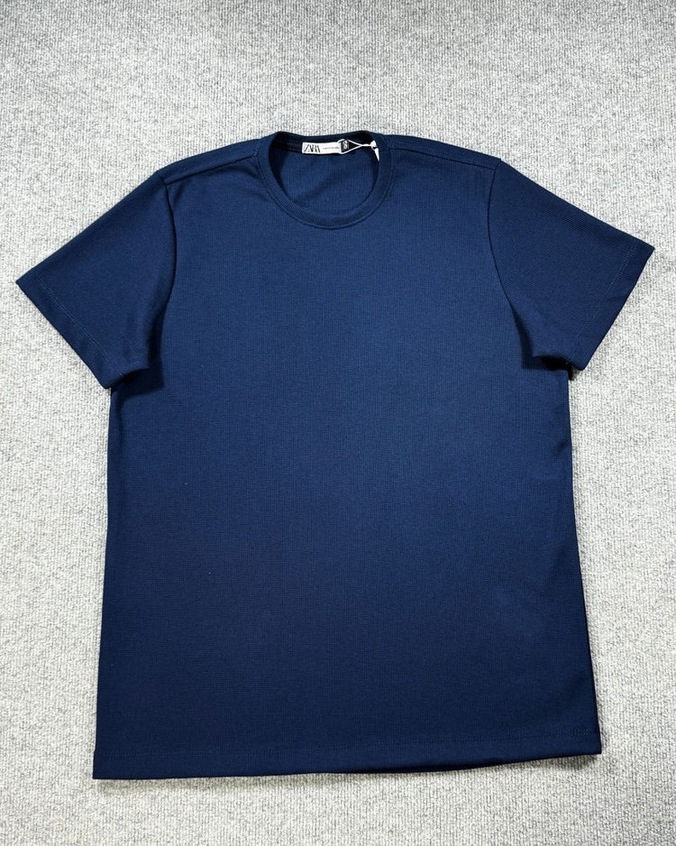Camiseta Zara Texturizada Basic - Azul Marinho