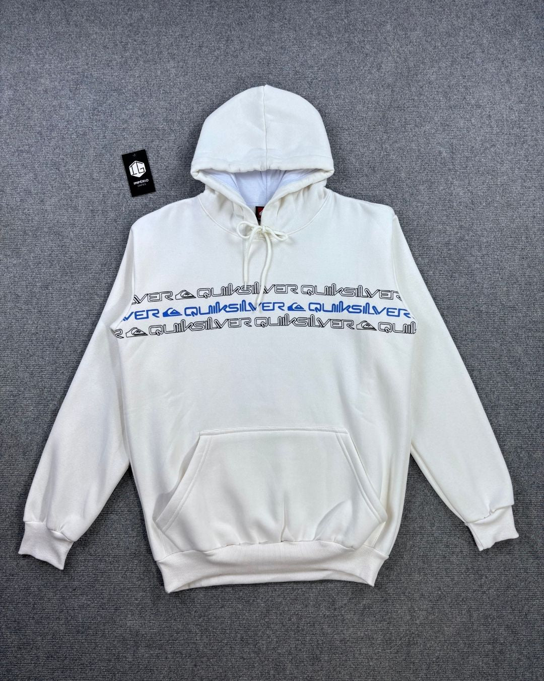 Blusa Moletom Canguru Quiksilver  Escrita - Off White