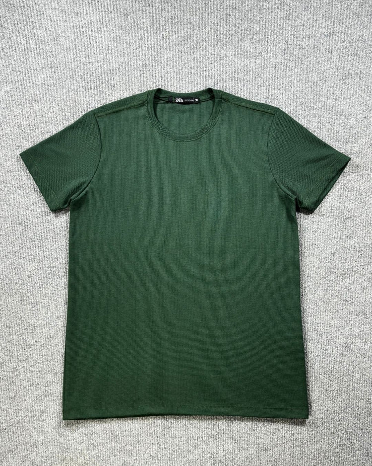 Camiseta Zara Texturizada Basic - Verde Musgo